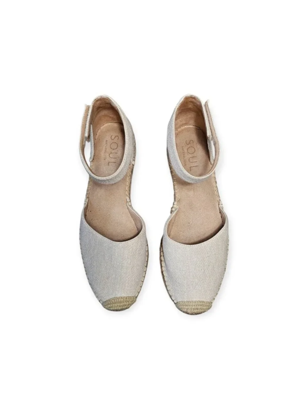 SOUL Naturalizer Wren Espadrille Wedge Sandal Womens 11 Beige Canvas